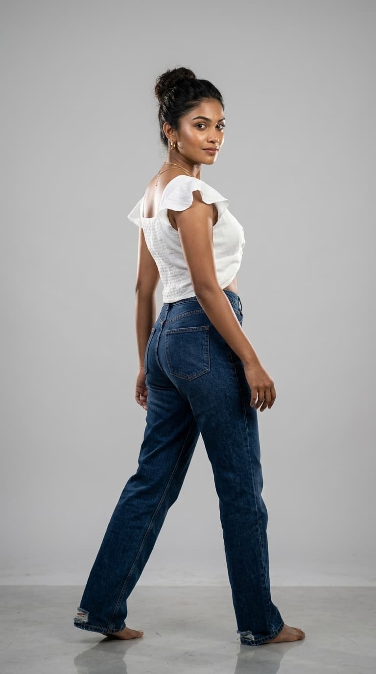 Twist-Front Ruffle Sleeve Crop Top view 2