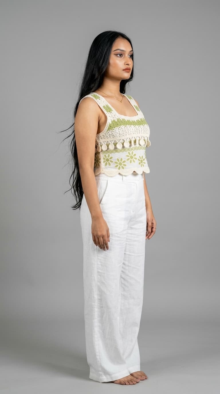 Crochet Knit Sleeveless Tank Top view 3