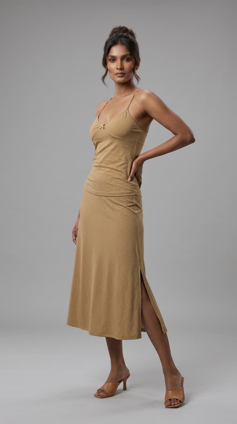 Title  Metallic Gold Shimmer Cami Top view 3