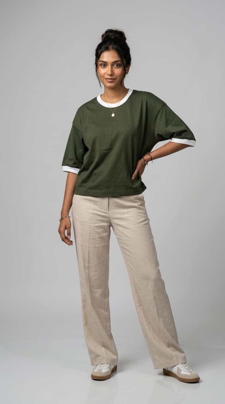 Two-Tone Ringer Crop Tee