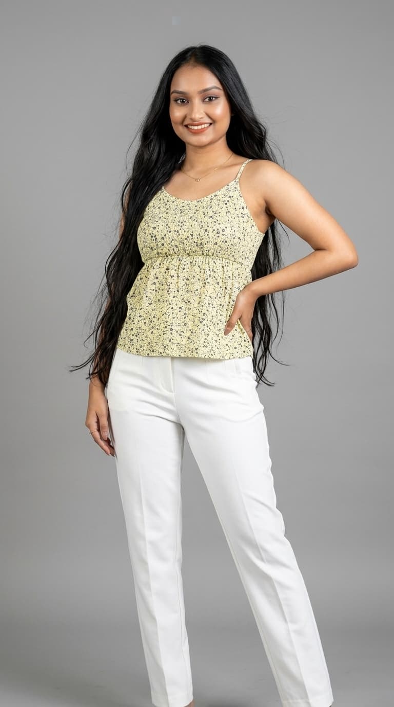 Yellow Floral Print Cami view 3