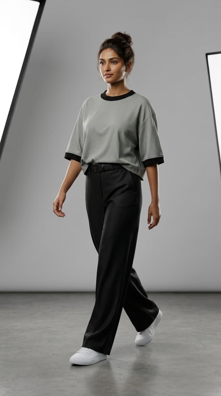 Two-Tone Ringer Crop Tee view 2