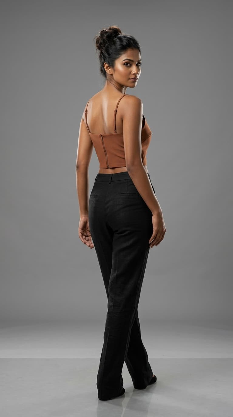 Brown Wrap-Front Crop Top view 2