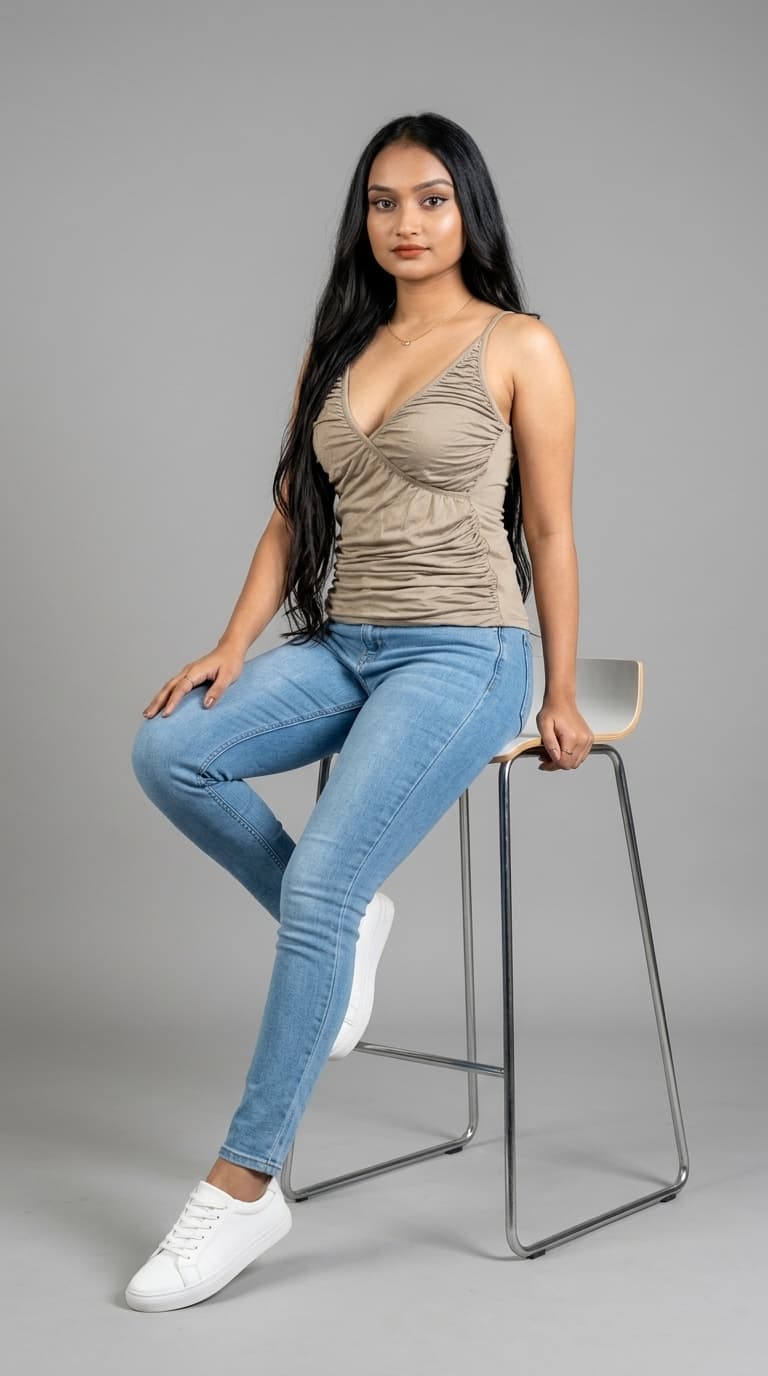 Taupe Ruched Wrap Cami Top view 2