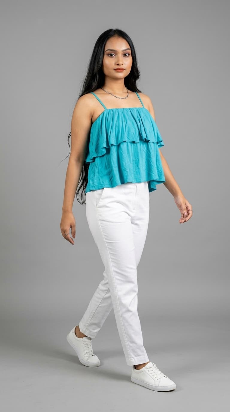 Layered Ruffle Cami Top view 3