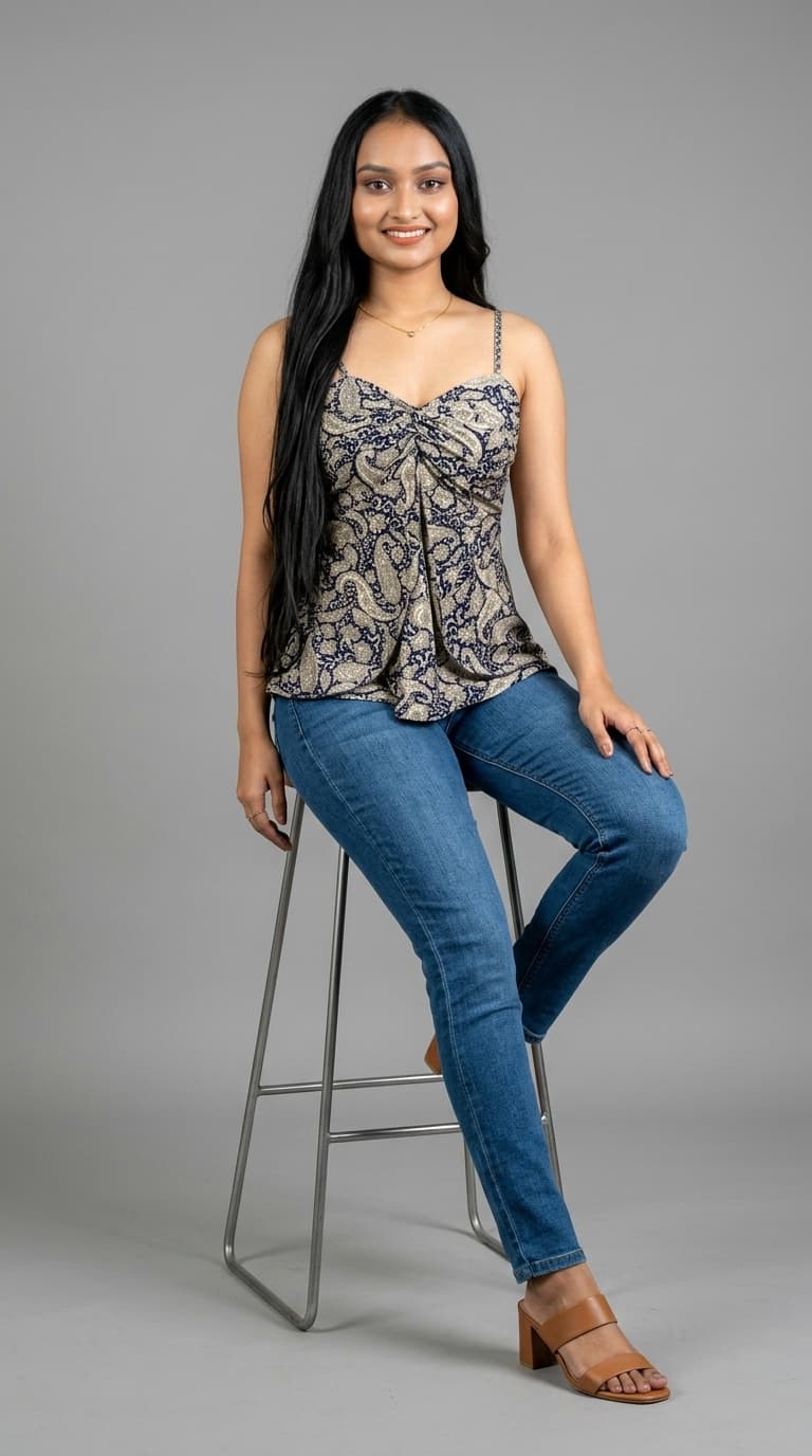 Printed Strap Cami Top view 3