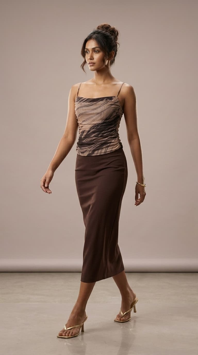 Brown Marble Print Cami Top view 2