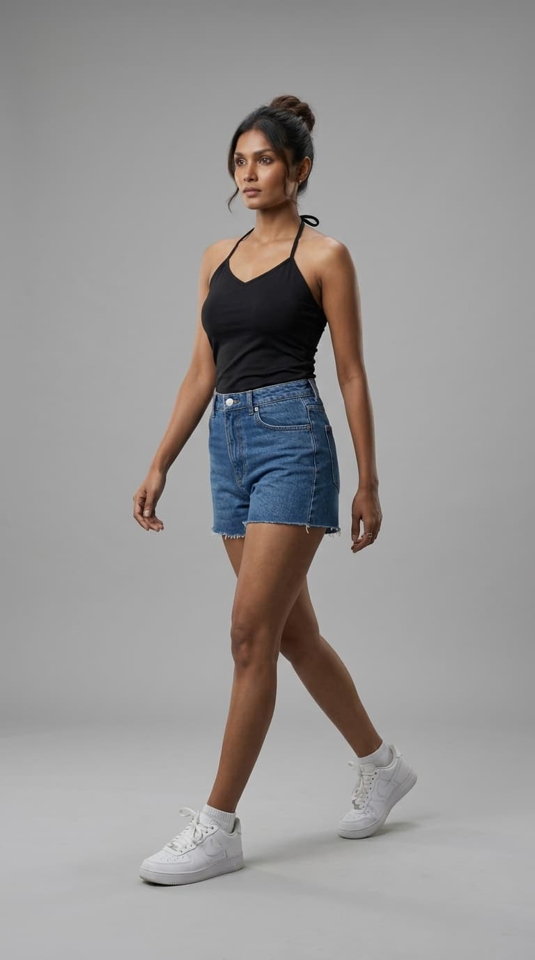 Ruched Black Cami Top – view 1