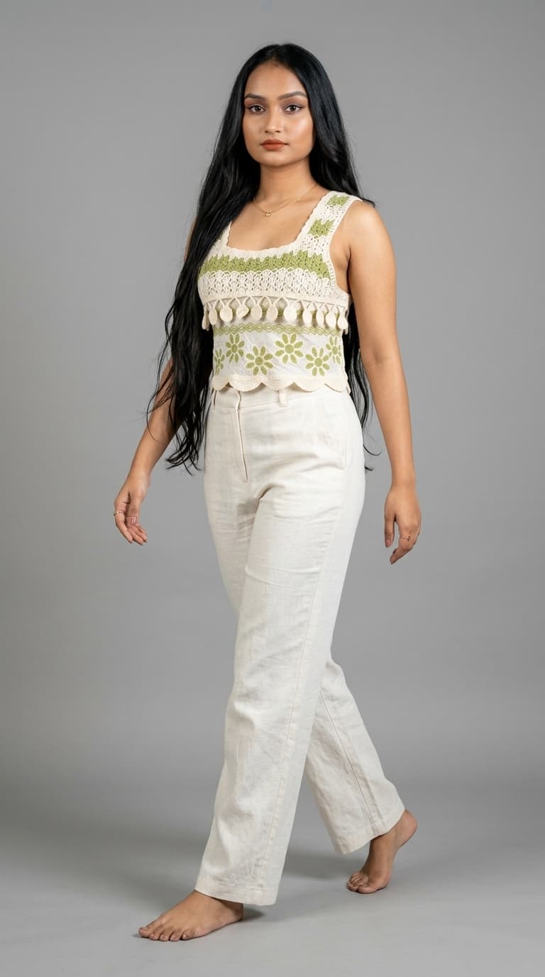 Crochet Knit Sleeveless Tank Top – view 1