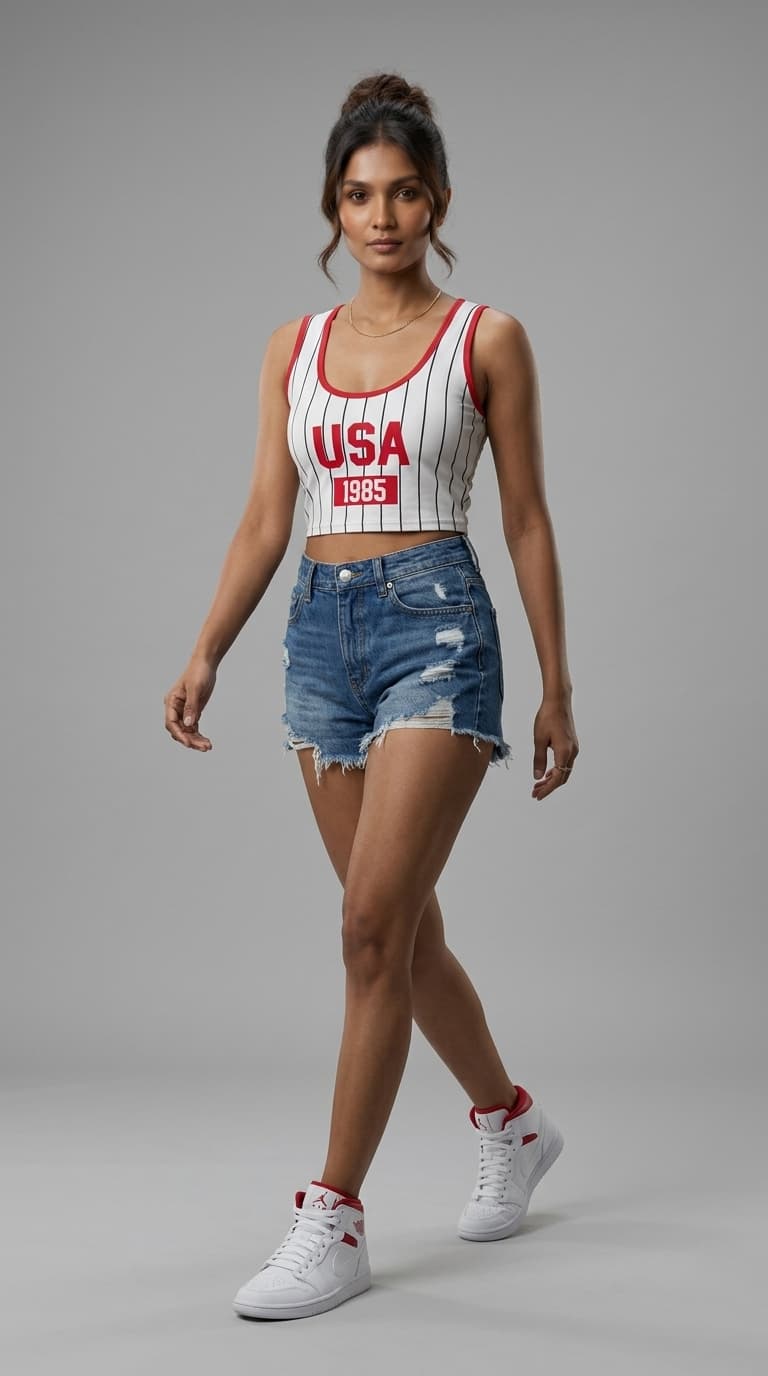USA 1985 Pinstripe Crop Top – view 1