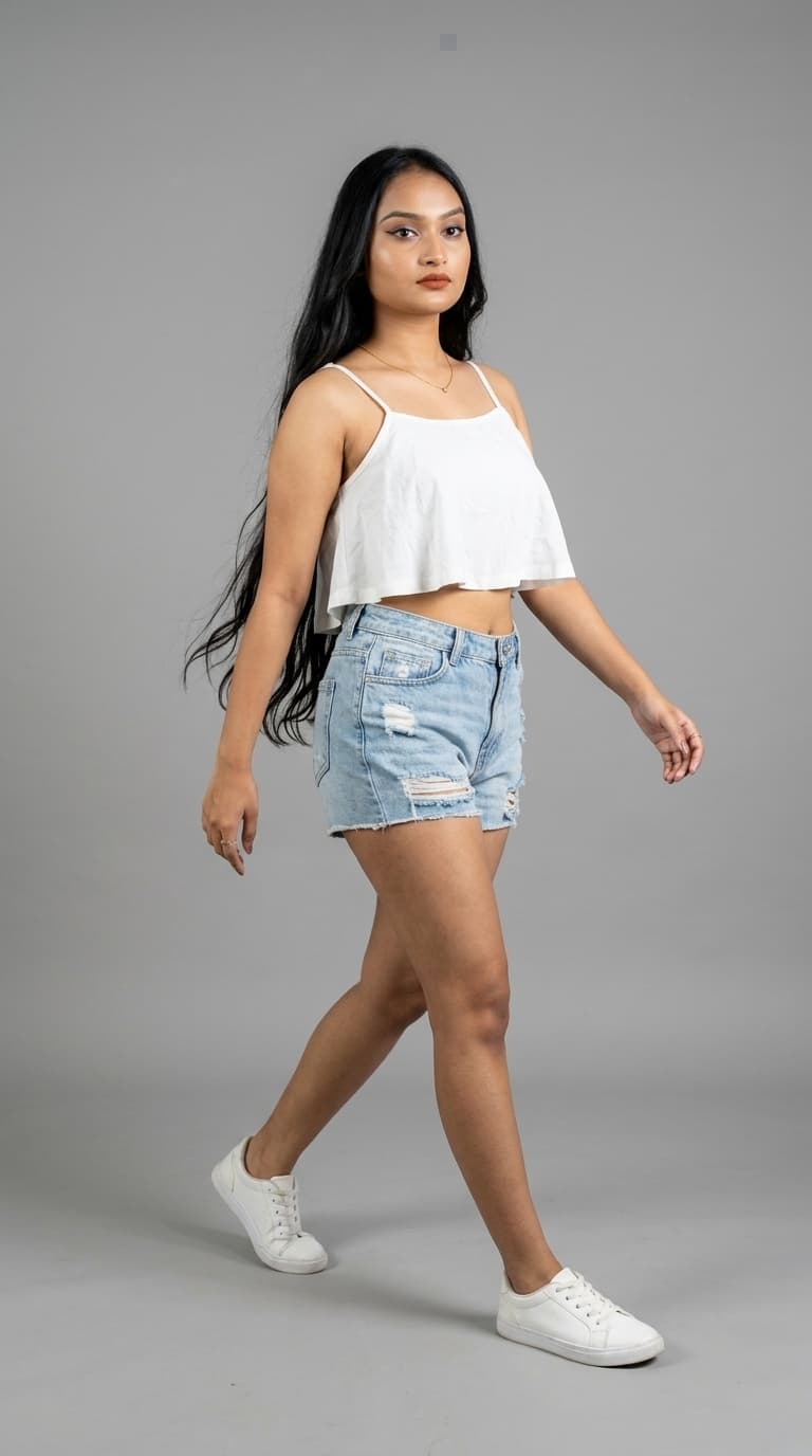 White Flounce Crop Cami Top – view 1