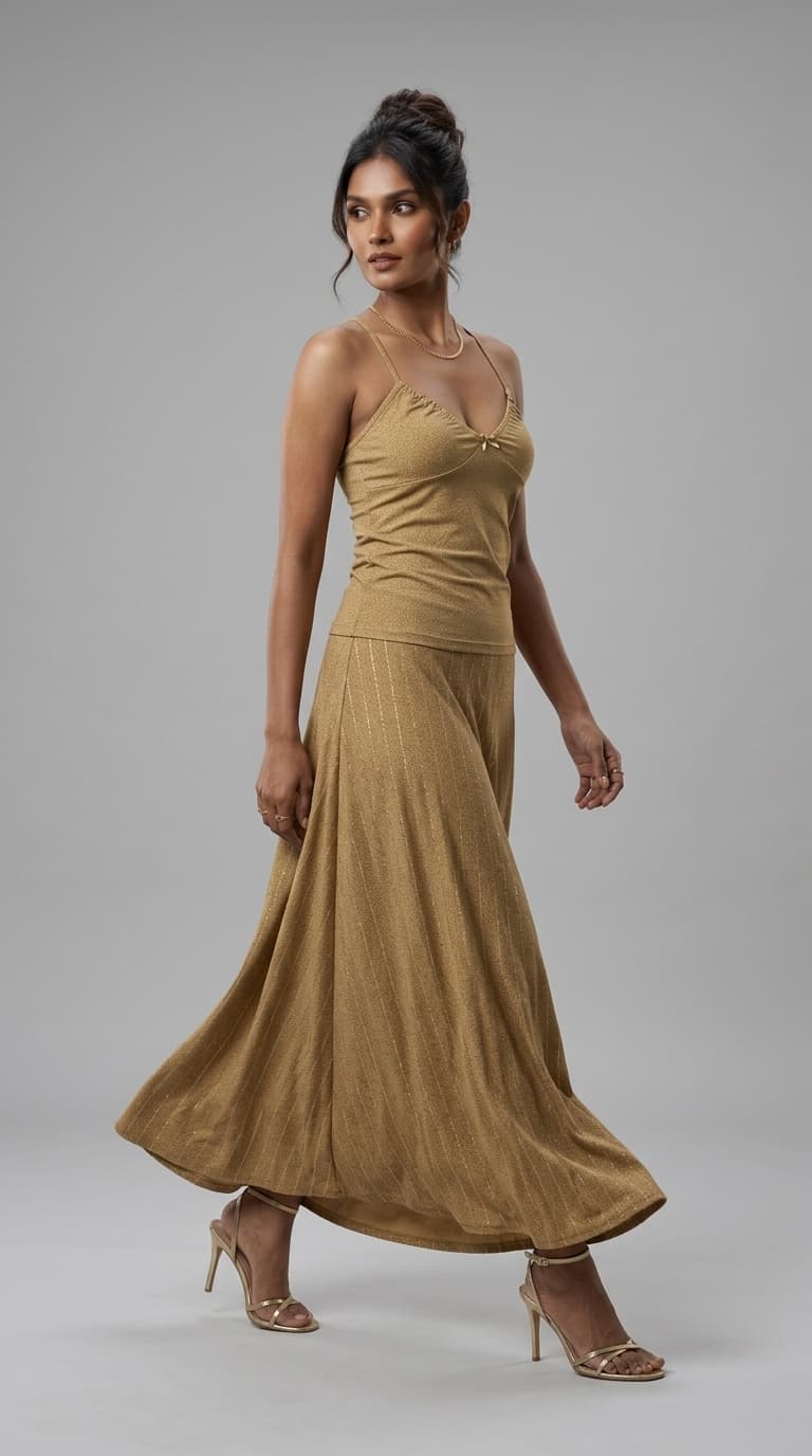 Title Metallic Gold Shimmer Cami Top – view 1